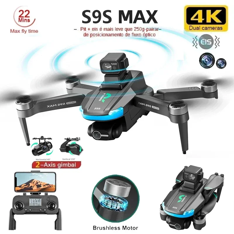 Novo s9s max mini drone 4k 2 e - Rc Helicopter Mini avaliação e preço